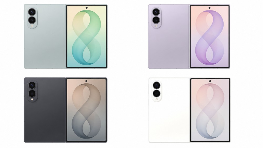 Galaxy Z Fold 8 amplia as opções de personalização com quatro cores, enquanto o iPhone Duo aposta em apenas dois tons para o seu primeiro dobrável — Foto: Reprodução/Samsung
