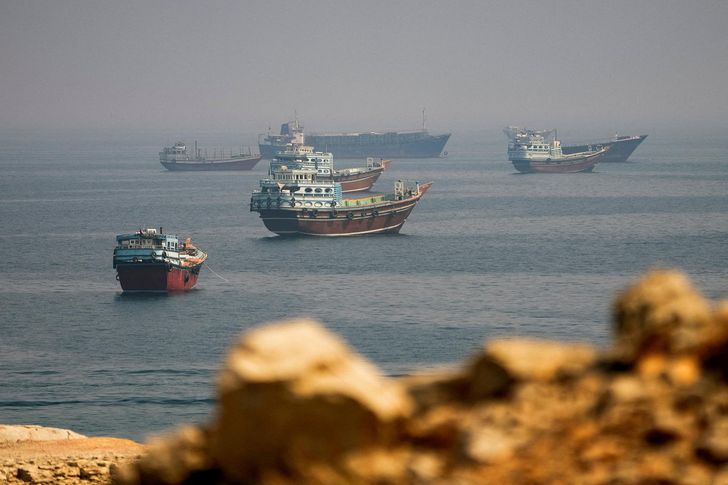 Vessels near the Strait of Hormuz, as seen from Musandam, Oman, August 31. REUTERS-Yonhap