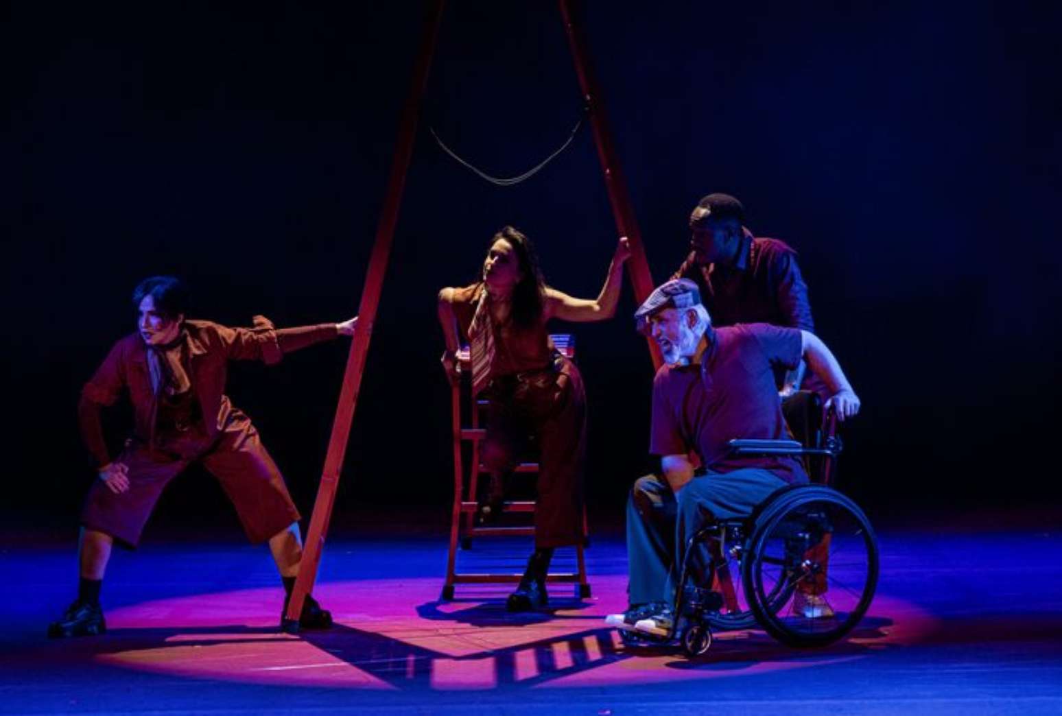 Elenco de 'Feliz Ano Velho' em ensaio no Teatro Frei Caneca, em São Paulo.