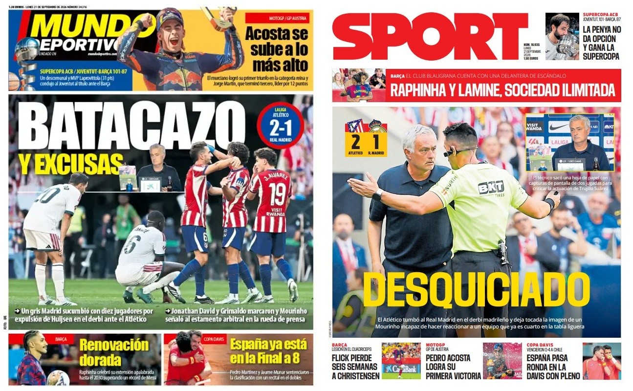 Mourinho monopoliza destaques da imprensa espanhola após derrota: "Desequilibrado"
