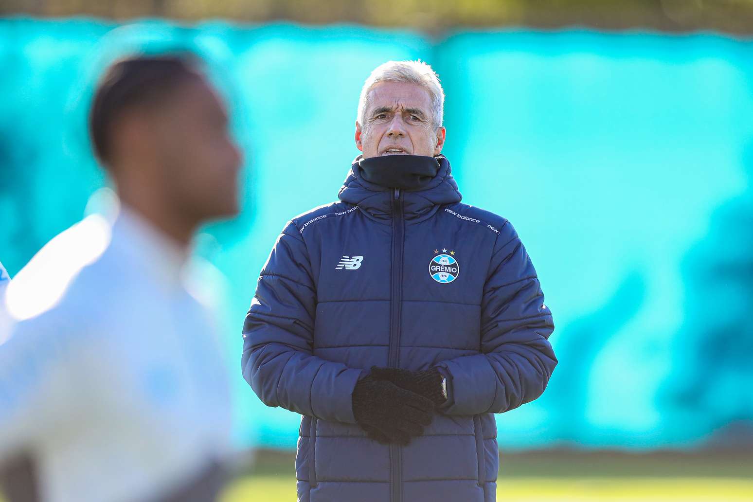 Lu&iacute;s Castro em treino do Gr&ecirc;mio.
