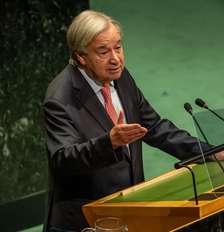 António Guterres, Secretário-Geral das Nações Unidas (ONU), discursa na abertura da Assembleia Geral da ONU. Foto: Michael Kappeler/picture alliance via Getty Images