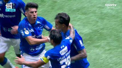 Aos 30 min do 1º tempo - gol de pênalti de Kaio Jorge do Cruzeiro contra o Atlético-MG
