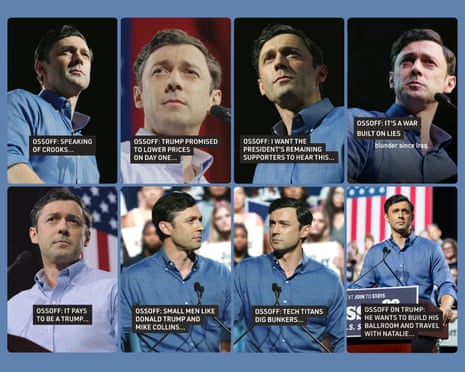 Composite of Jon Ossoff at rallies