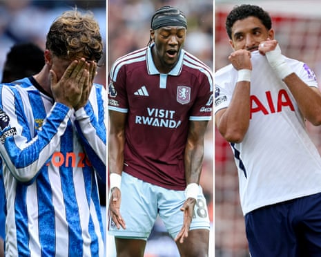 Coventry's Victor Torp with his hands covering his face; Tammy Abraham of Aston Villa and Tottenham's Omar Marmous pulls his shirt over his mouth