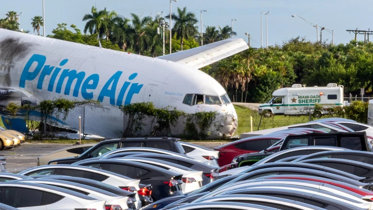 Het beschadigde toestel in Miami