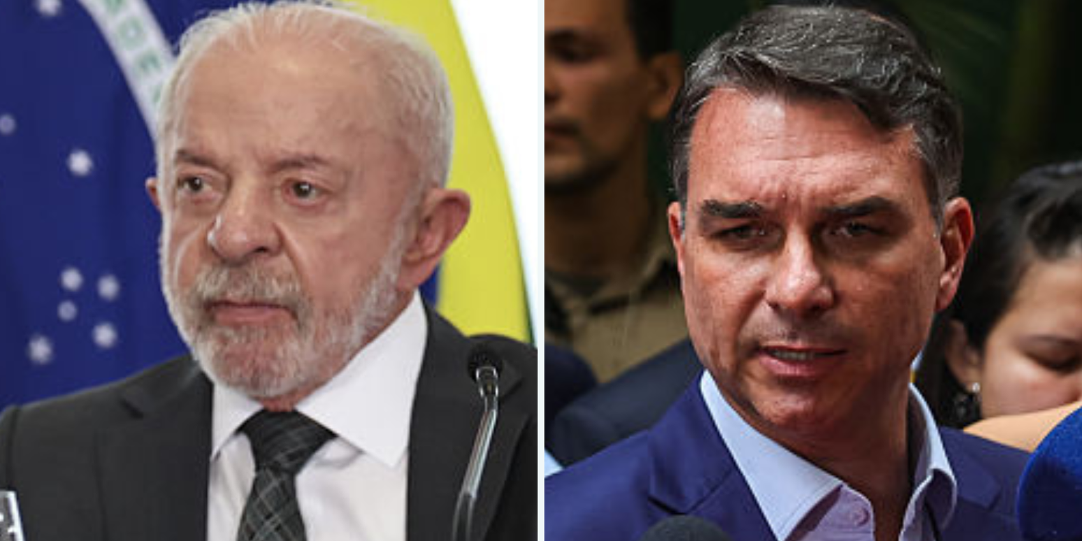 Os candidatos Luiz In&aacute;cio Lula da Silva (PT) e Fl&aacute;vio Bolsonaro (PL)