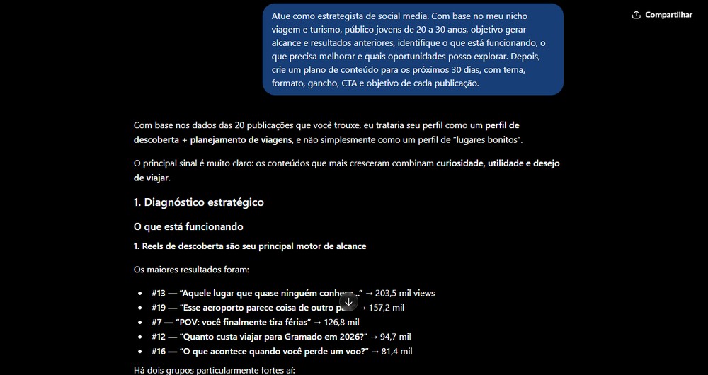 Estratégia completa com base nas métricas atuais da rede social — Foto: Reprodução/Gabriel Pereira